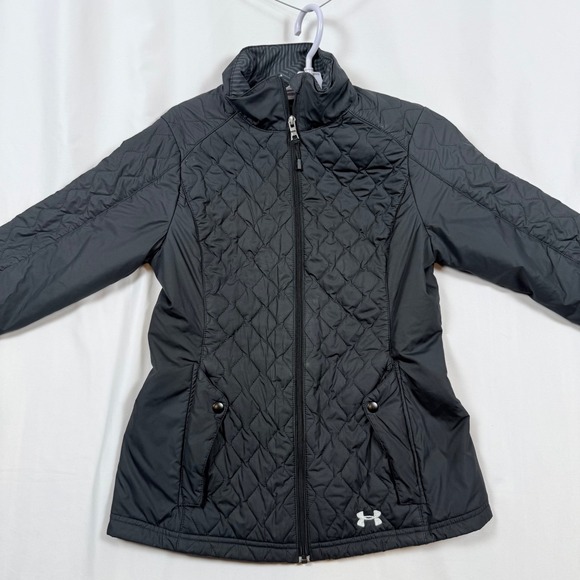Under Armour Womens Black Primaloft Puffer Quilted Jacket Coat Size S - Picture 1 of 13